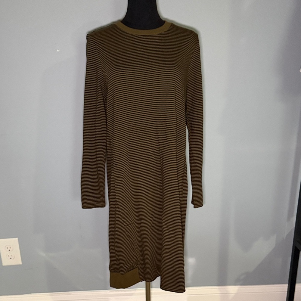 J Jill Brown & Black Striped Dress